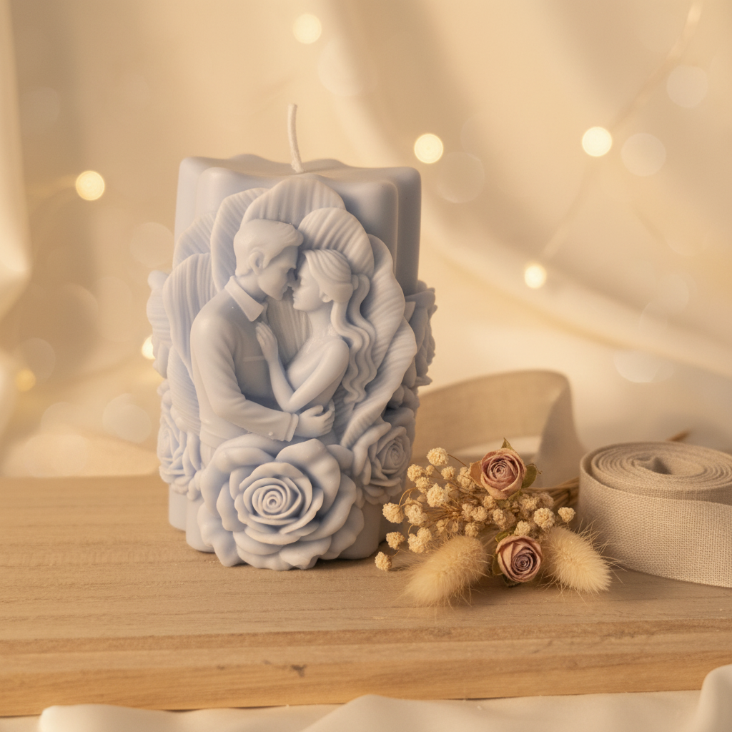 Hochzeitskerze – Detail quadratisch