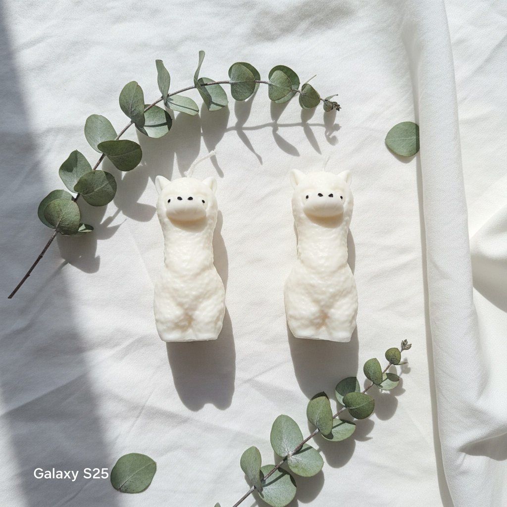 Alpaka Kerze – Flat Lay