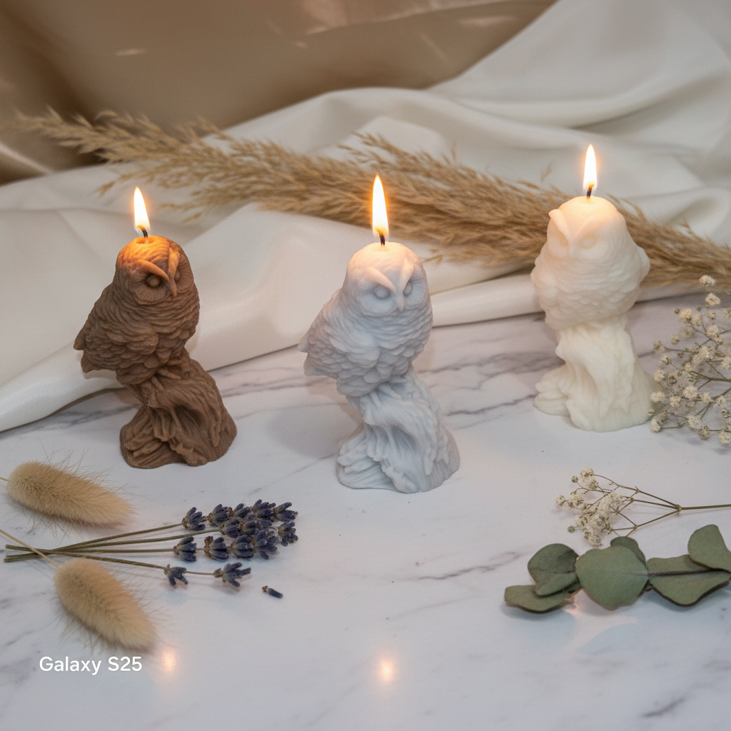 Eule Kerze – Marmor