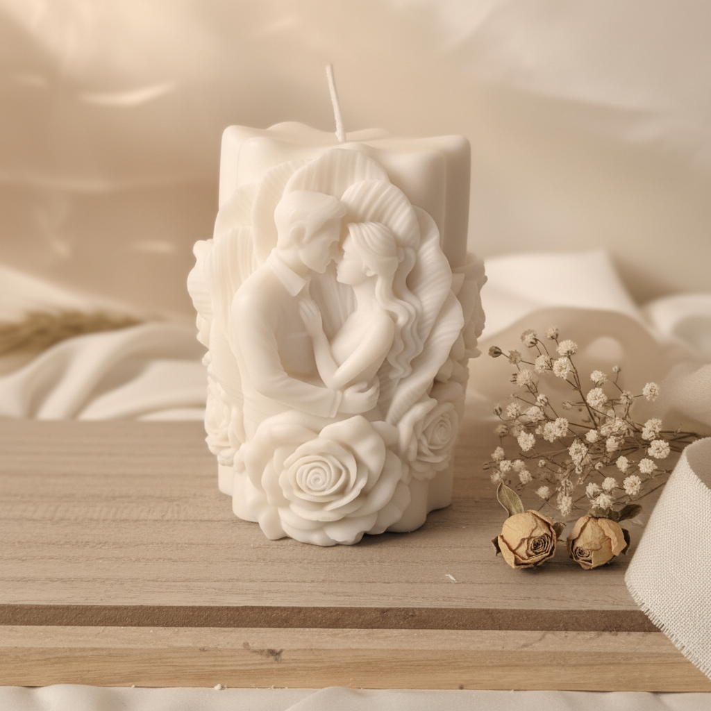 Hochzeitskerze Weiß – Detail