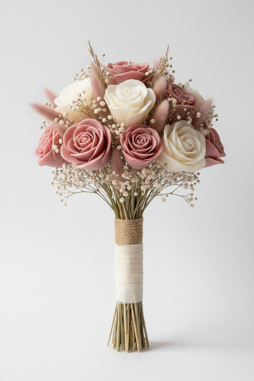 Kerzenstrauß aus Wachsblumen