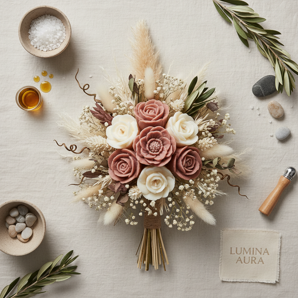 Kerzenstrauß Größe M – Flat Lay
