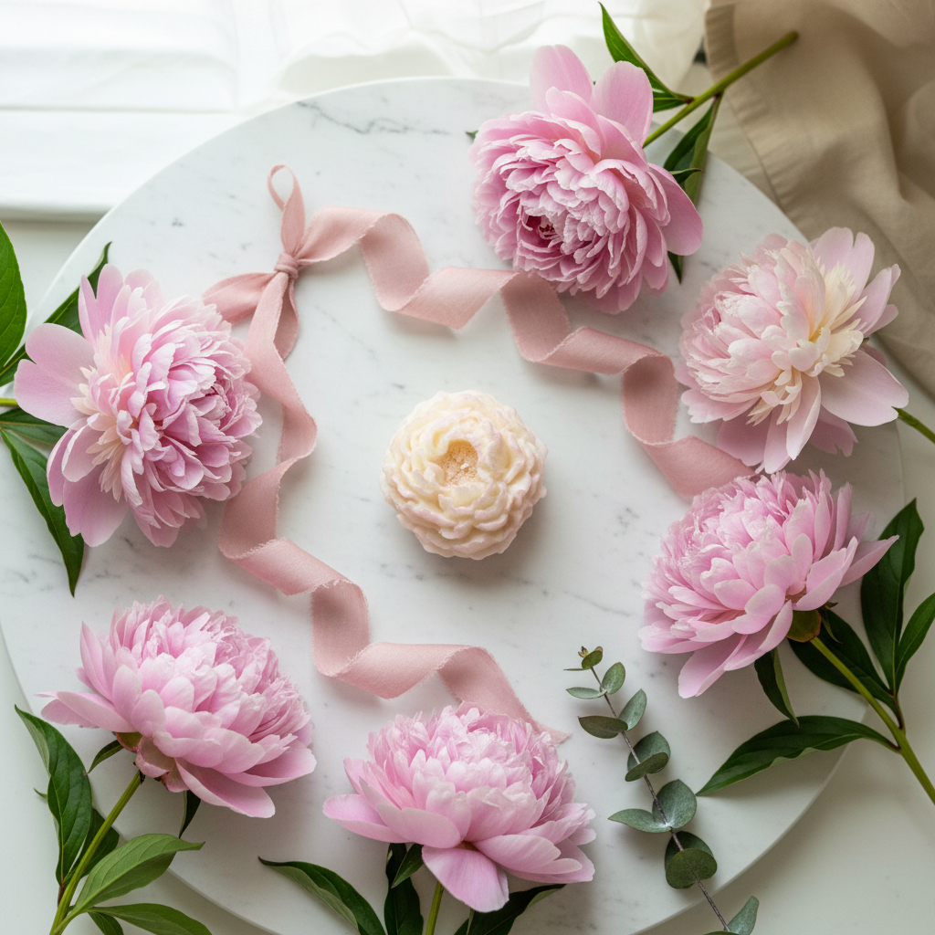 Pfingstrose Flat-Lay