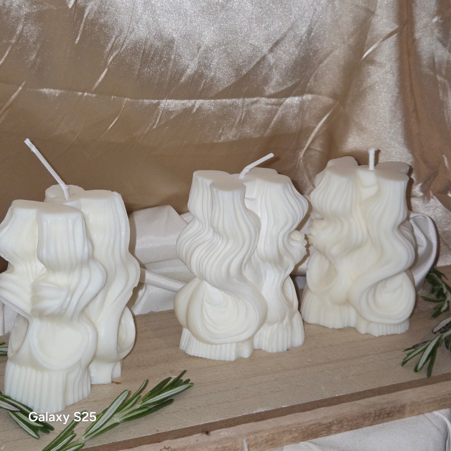 Thalassa – Handgefertigte Skulpturenkerze 3er - Set