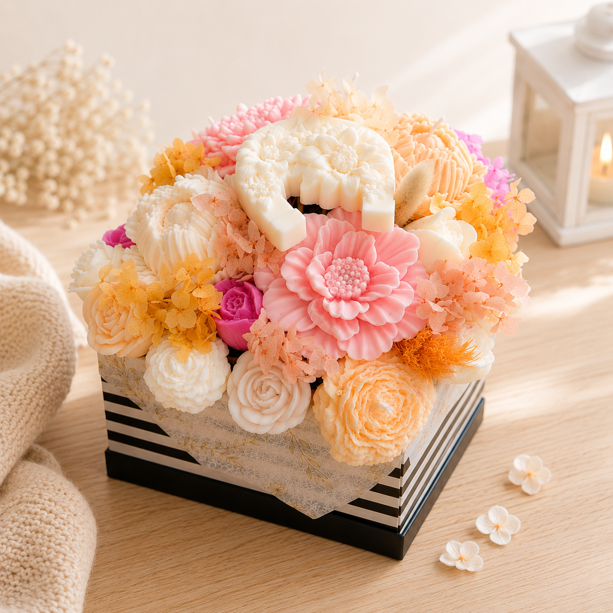 Kerzenblumenstrauß "Bloom Box Pink"