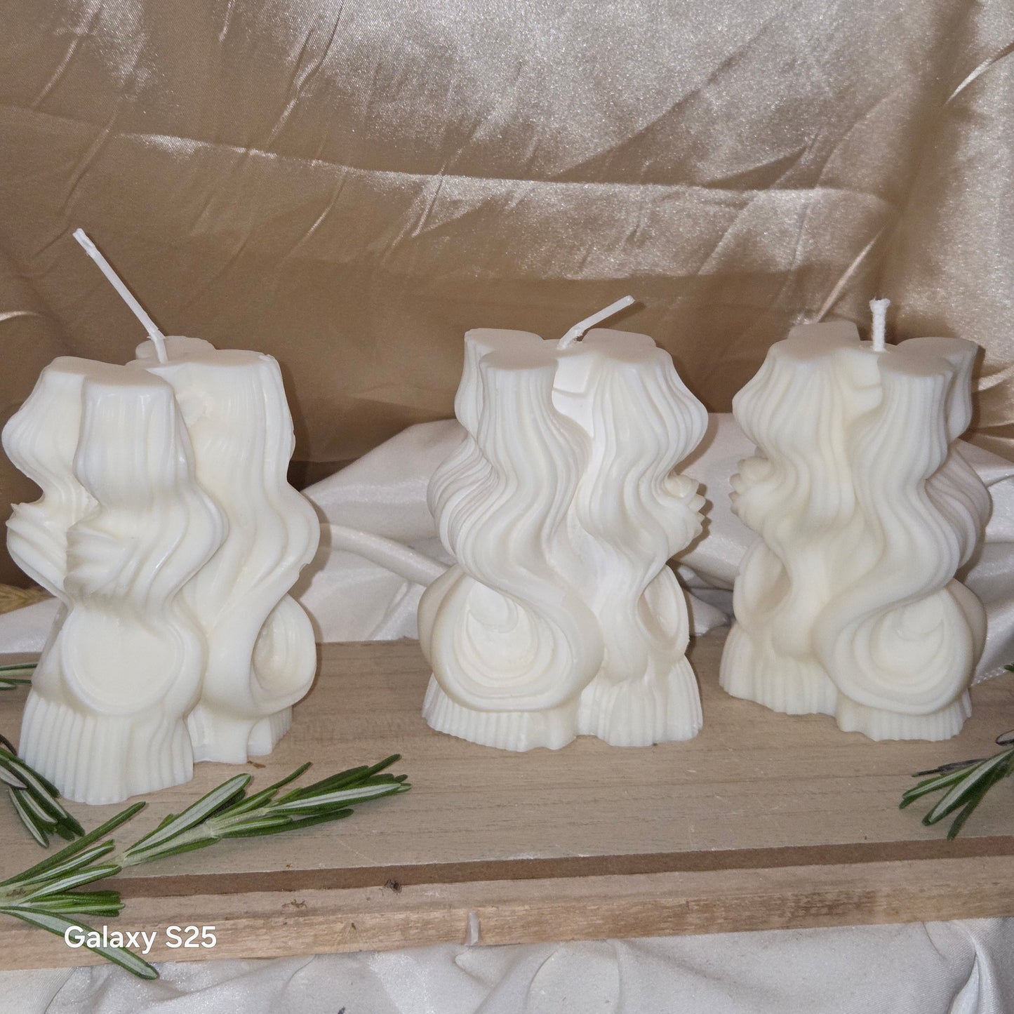 Thalassa – Handgefertigte Skulpturenkerze 3er - Set