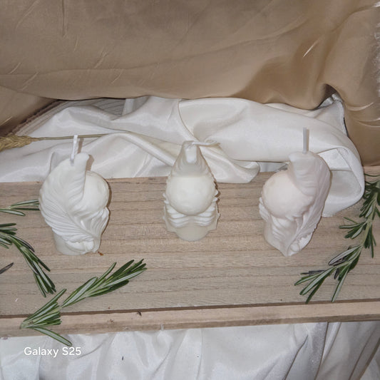 Pluma y Luna – Handgefertigte Skulpturenkerze