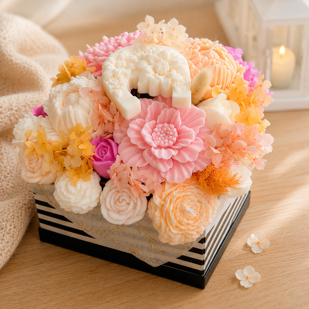Kerzenblumenstrauß "Bloom Box Pink"